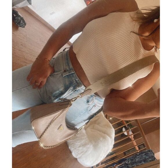 Cream ribbed crop top - Picture 1 of 1